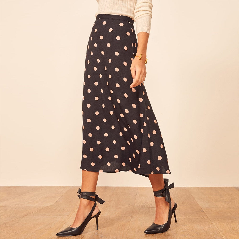 Röcke Damen Midi Eleganter Vintage Blumenrock Damen Kleidung Reißverschluss Hinten Hohe Taille A-Linie Schlank Lang Sommerrock Kleidung
