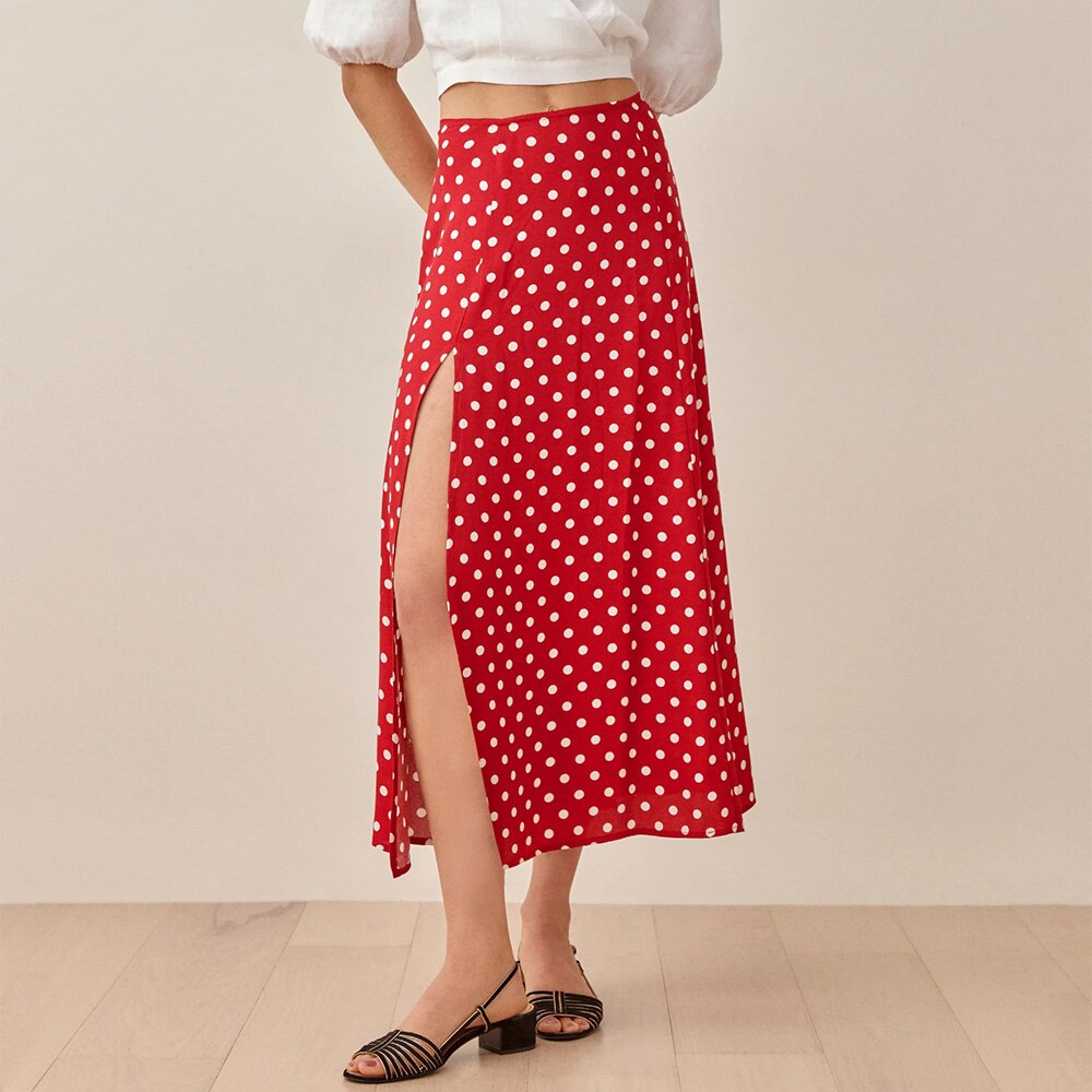 Sommer Lange Röcke Frauen Neue Elegante Vintage Gedruckt Midi Rock Frauen Sexy Party Seite Hoher Schlitz Hohe Taille A Linie rock