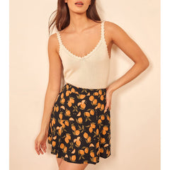 Skirts Womens Mini Print Summer Skirt Women High Waist A Line Mini Skirts For Women Summer Chiffon Vintage Skirt Woman Clothes