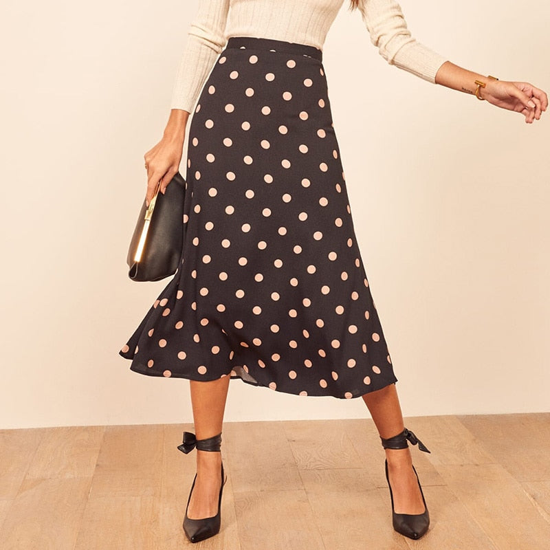 Lange Röcke für Frauen Vintage Blumendruck Rock Elegante Bürodame Hohe Taille Röcke Damen Sommer Chiffon Midirock