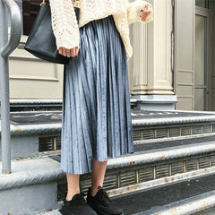 2024 New Autumn And Winter High Waisted Skinny Female Velvet Skirt Pleated Skirts Pleated Skirt Free Shipping