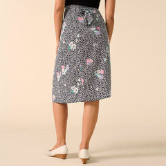 Röcke Damen Sommer Blumendruck Chiffon Midirock Hohe Taille Hinten Binden Knopfleiste Vintage Eleganter Bleistiftrock Kleidung