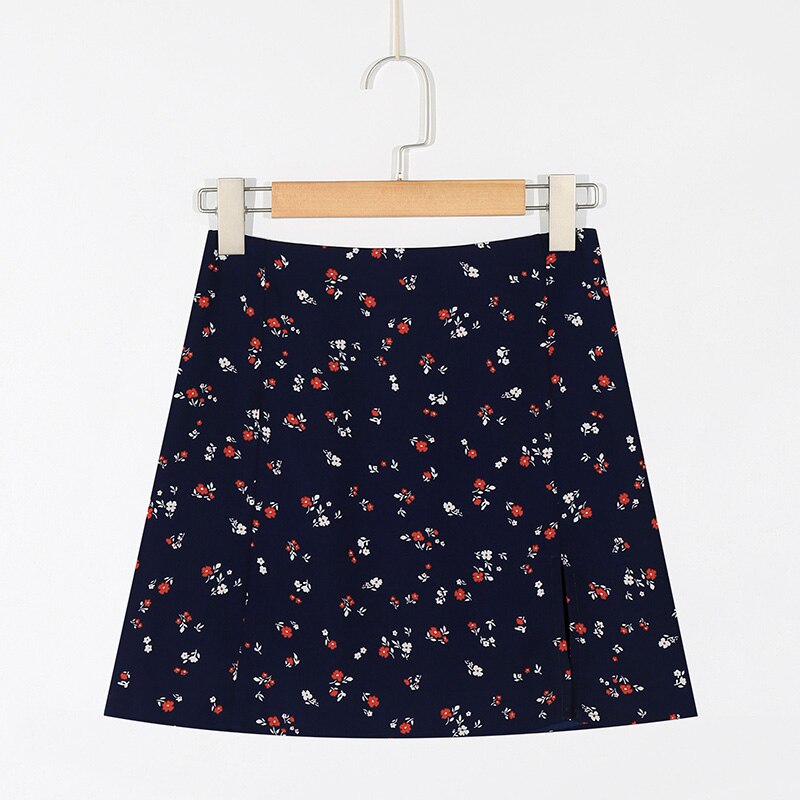 Skirts Womens Chiffon Vintage Floral Print Summer Skirt Women Side Slit High Waist A Line Mini Skirt Sexy Woman Skirts