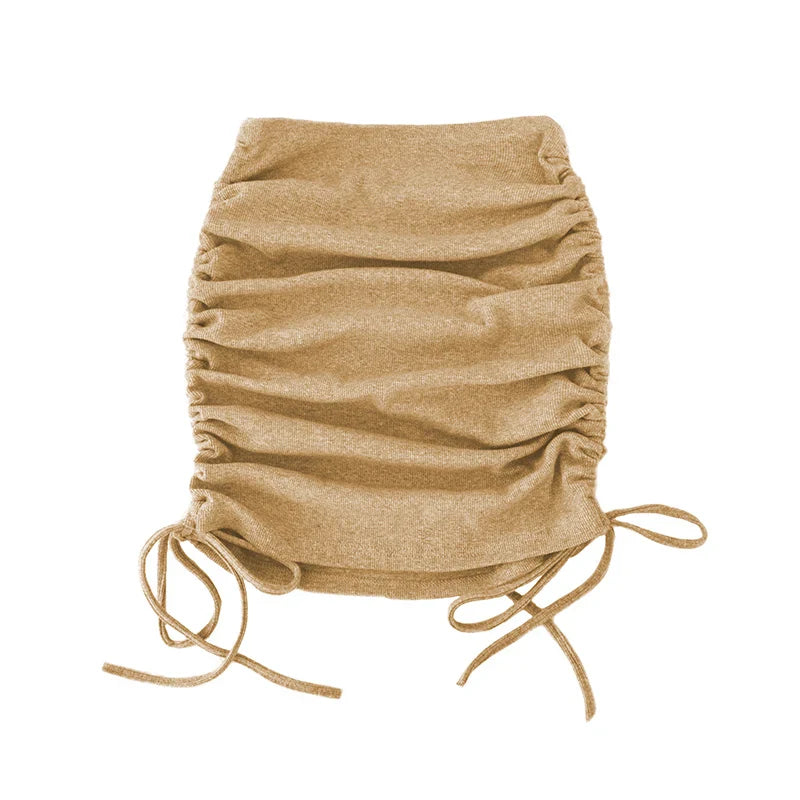 woman skirts harajuku 2024 spring autumn period ladies knitting thread side draw string elastic sexy skirts womens