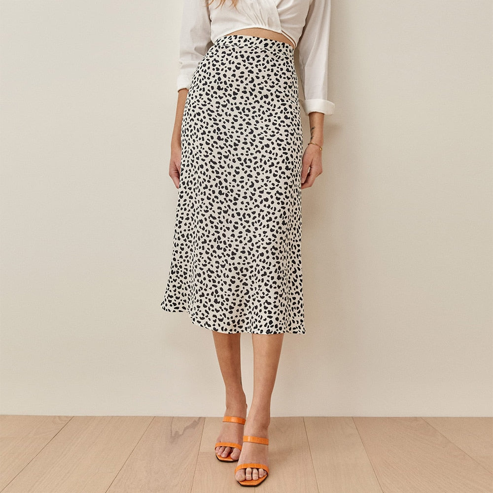 Lange Röcke für Frauen Vintage Blumendruck Rock Elegante Bürodame Hohe Taille Röcke Damen Sommer Chiffon Midirock