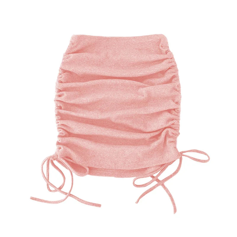 woman skirts harajuku 2024 spring autumn period ladies knitting thread side draw string elastic sexy skirts womens