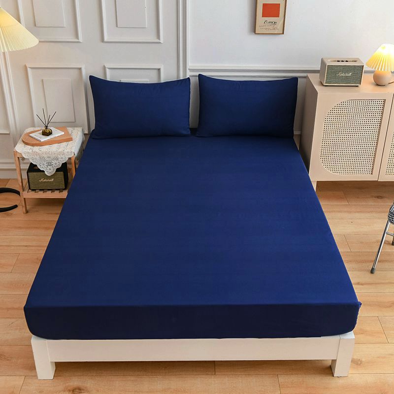 New Product update,1pc 100%Polyester Solid Fitted Sheet Mattress Cover Four Corners With Elastic Band Bed Sheet(no pillowcases)