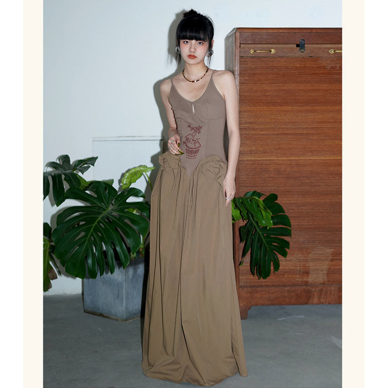 android vs cyberborg dress to impress New Chinese Style Tight Waist Stand Cut Dress Niche Suspender Dress Retro Hollow Commuter Dress Summer