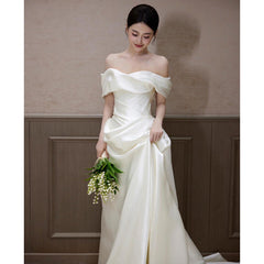 dress to impress divine being French Style Light Wedding Dress Elegant Bridal Retro 2025 New Outdoor Yarn off-Shoulder Engagement White Dress