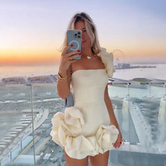 Homecoming-Kleider Sommer Neue Damen Kleid Rüschen Blütenknospe Taille-Enges Kleid One-Shoulder Tube Top Hüftrock