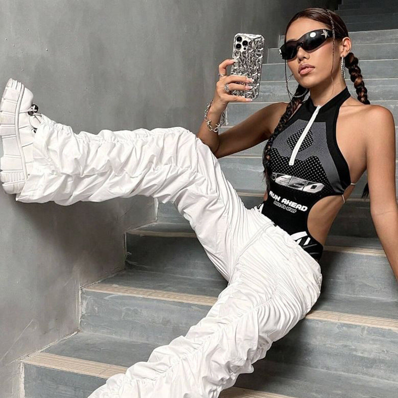 Street Letters Print Hollow Bodysuit