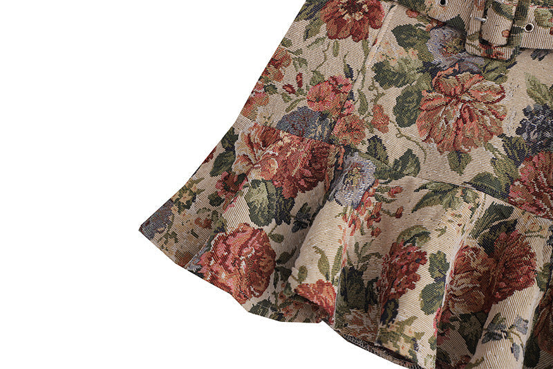 Geburtstagsoutfit New Style Wollblumen-Jacquard mit Gürtel Mode Kurzer Rock Rock