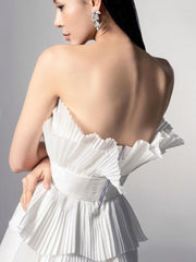 Kleid Vietnam Designer Dreidimensionales Plissee-Fächer-Netz-Kuchenrock-Party-Taille-Tube-Top-Kleid 30008