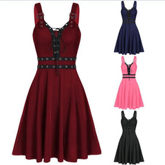 misunderstood outfit New Style Sleeveless Strap Loose Large Swing Sling Gothic Punk Women's Dress Female