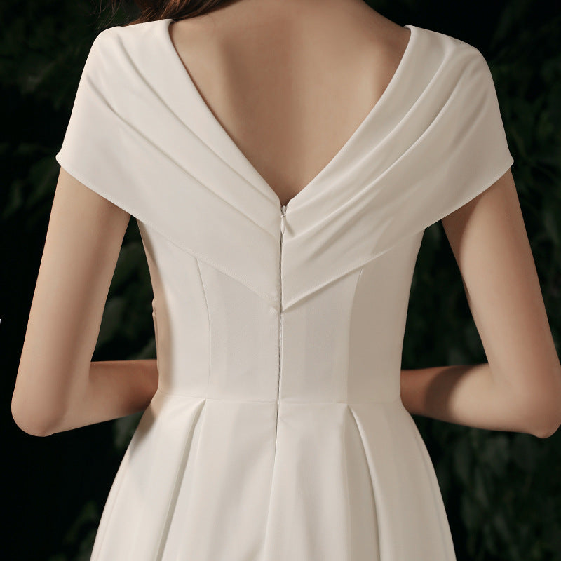 outfit White Evening Dress 2025 New Elegant Host Light Luxury French Registration Socialite Banquet Dress