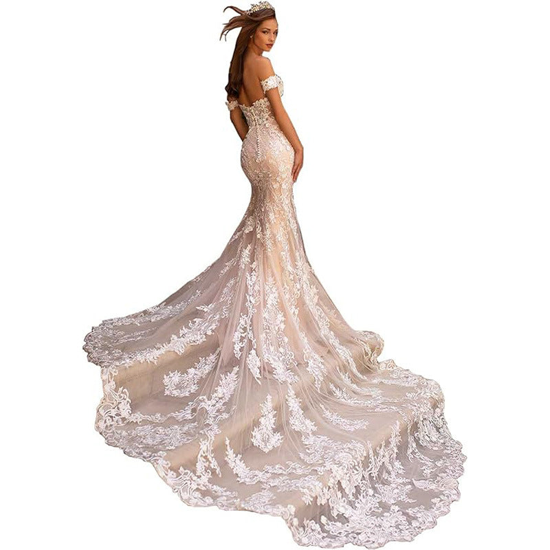 dress to impress divine being Fishtail Trailing Outdoor Light Wedding Dress Lace Slimming Bridal Main Wedding Dress 2025 New Wedding Fairy Wedding Dress