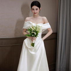 dress to impress divine being French Style Light Wedding Dress Elegant Bridal Retro 2025 New Outdoor Yarn off-Shoulder Engagement White Dress