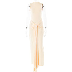 influencer dress to impress New Dress Women's round Neck Sleeveless Lace-up Slim Fit Dress Sexy Fashion Solid Color Dress