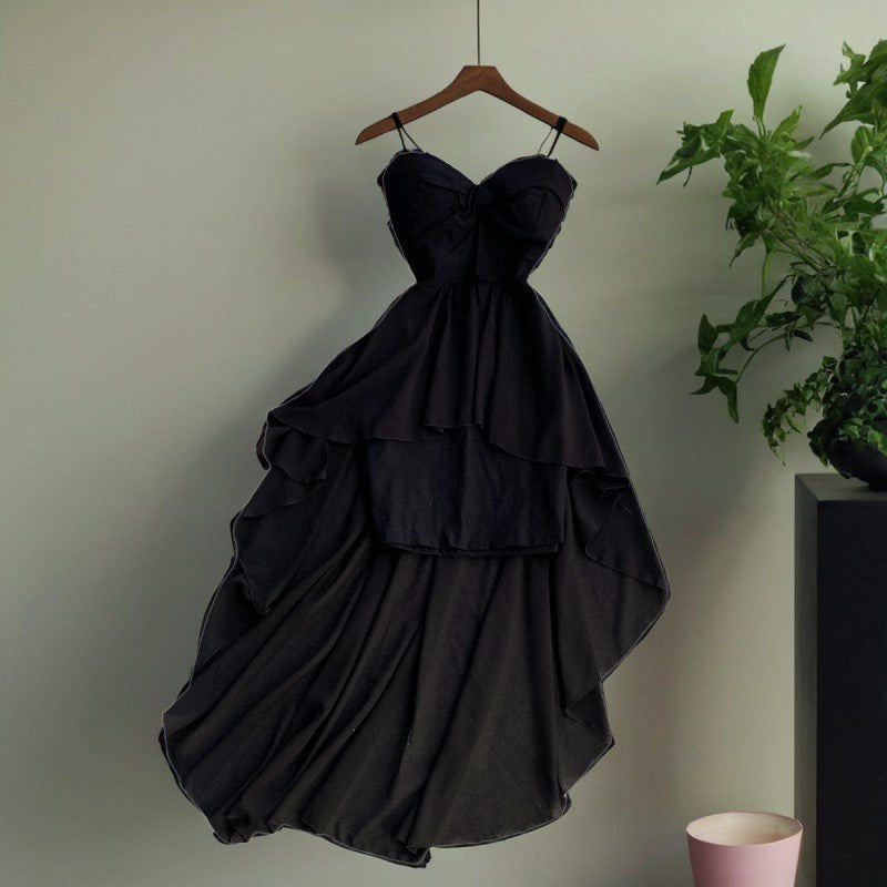 Kleid zum Beeindrucken von Codes Elegante Dame Sexy Hosenträgerrock Sommer Neue Mode Schlank Abnehmen Unregelmäßigen Schwalbenschwanz Etuikleid Frauen