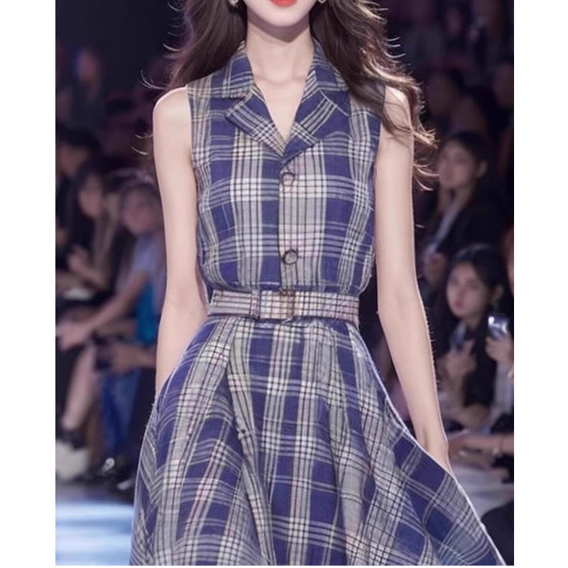 outfit inspo 2025 New French Style High Sense Hepburn Style Elegant Slim Fit Small Beautiful Blue Dress Women's Clothing Summer