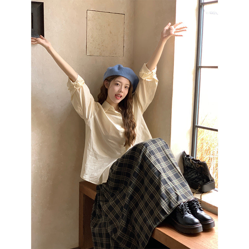 90er-Jahre-Mode Retro Preppy Style Plaid Kleiner Plaidrock Damen Frühherbst Schlankheits-Mittellanger Faltenrock