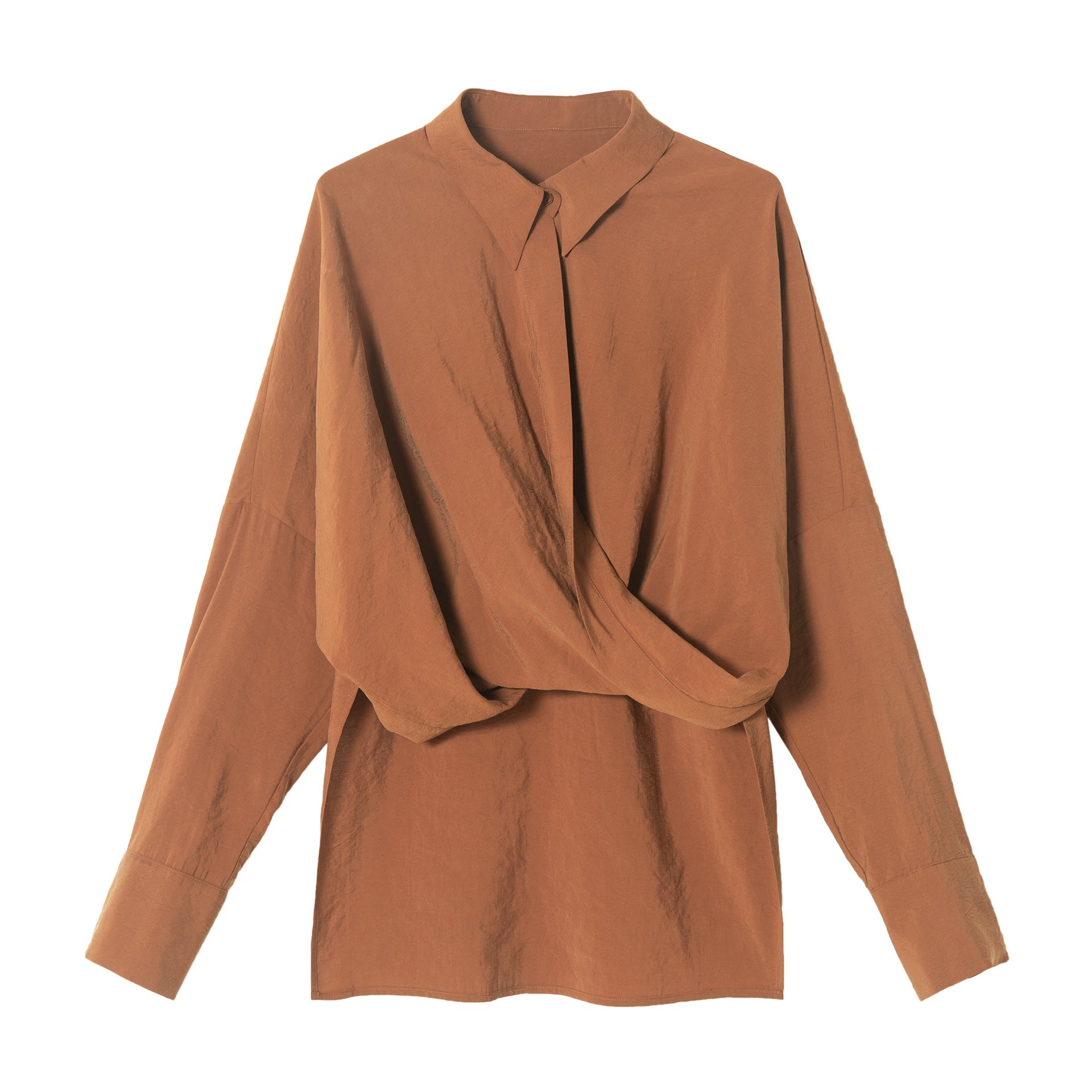 Hipster-Kleid, um zu beeindrucken Herbst Neue Pendler Nachahmung Kupfer Ammoniak Kreuz Schlank Abnehmen Top Shirt
