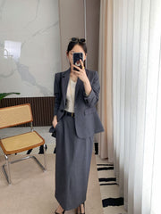 Business-Outfit für Damen Th Home Leichter Luxus! Dreidimensional geschnittene Wollmischung Slim Fit Schlankmachender Anzug mit einem Knopf Jacke Rock Anzug Damen