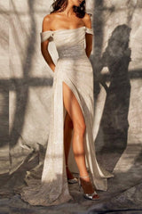 dress Spring and Summer Women's Sexy Shiny Slit Ball Gown Dress New