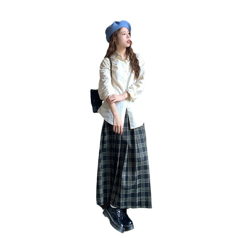 90er-Jahre-Mode Retro Preppy Style Plaid Kleiner Plaidrock Damen Frühherbst Schlankheits-Mittellanger Faltenrock