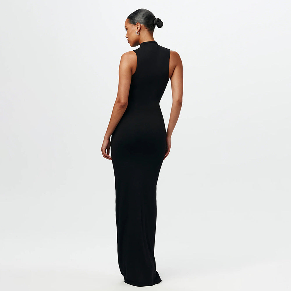 influencer dress to impress New Dress Women's round Neck Sleeveless Lace-up Slim Fit Dress Sexy Fashion Solid Color Dress