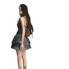 Divine Being Kleid, um zu beeindrucken Elegant Hot Girl Tube Top Denim Kleid Damen Sommer Neue Taille Abnehmen Kuchen Rock Mode