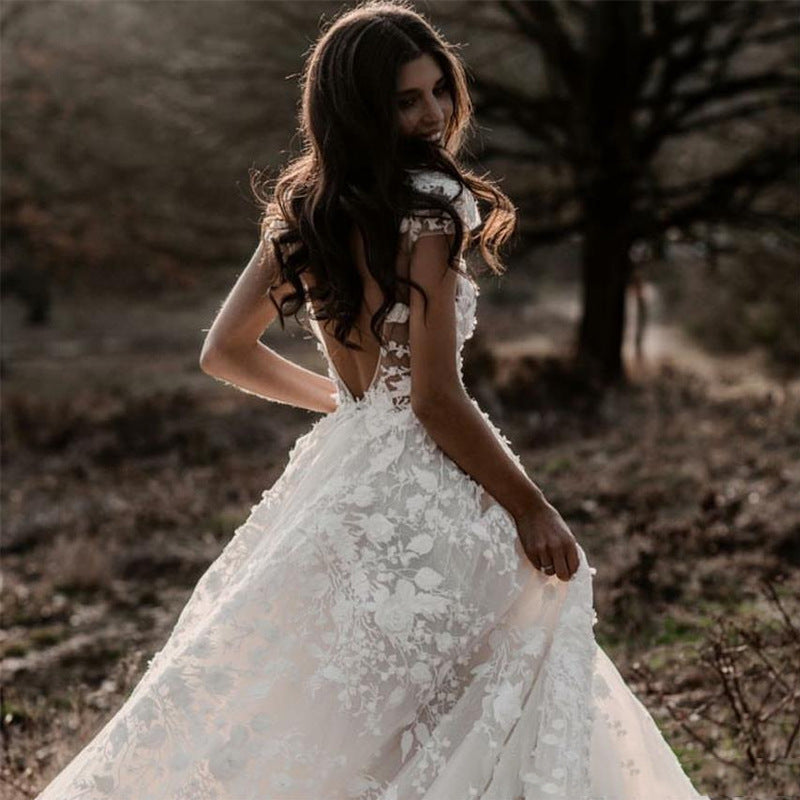 dress to impress telenovela 2025 Spring New Women's Clothing Lace Dress Deep V Wedding Dress Large Swing Dress
