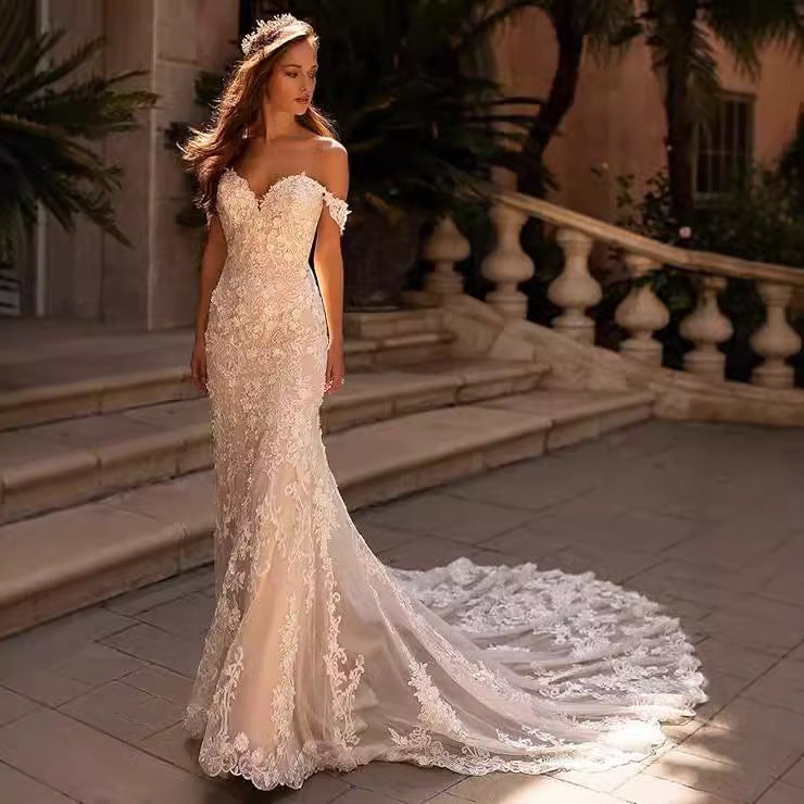 dress to impress divine being Fishtail Trailing Outdoor Light Wedding Dress Lace Slimming Bridal Main Wedding Dress 2025 New Wedding Fairy Wedding Dress