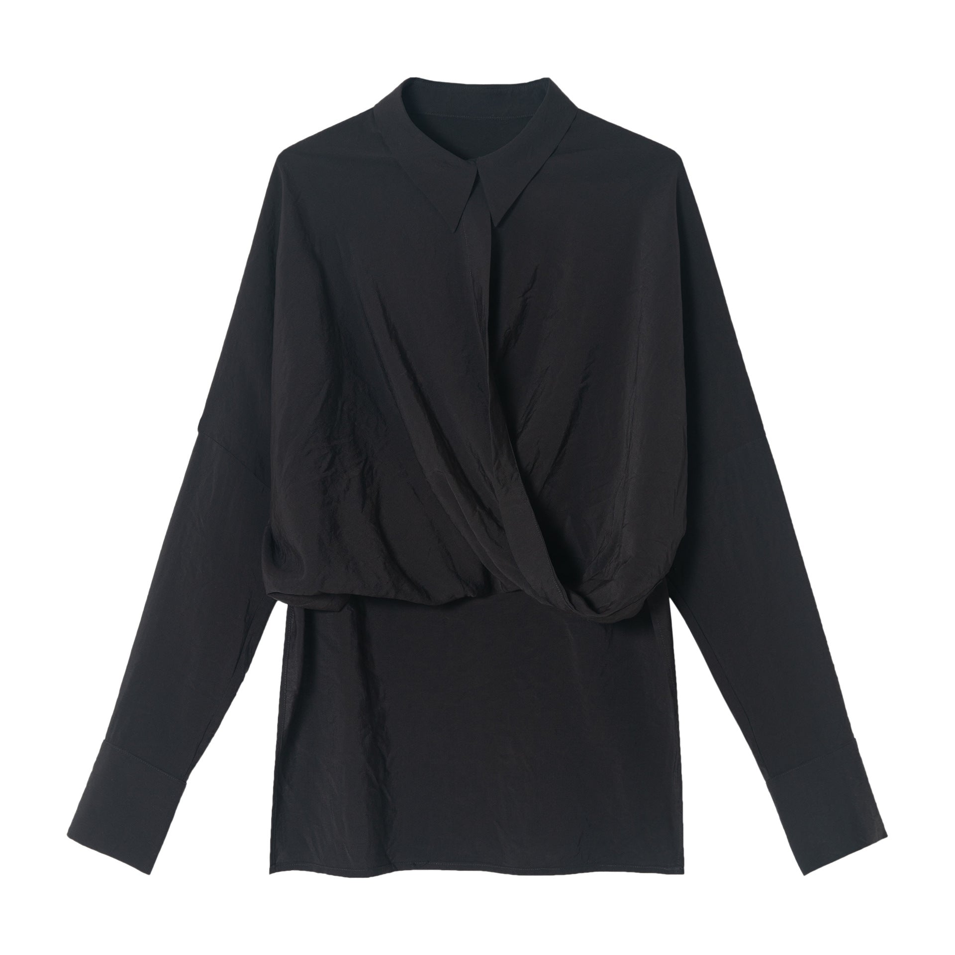 Hipster-Kleid, um zu beeindrucken Herbst Neue Pendler Nachahmung Kupfer Ammoniak Kreuz Schlank Abnehmen Top Shirt