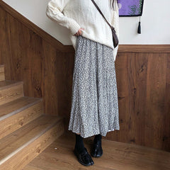 grunge outfits Women's Floral Skirt Autumn and Winter New Korean Style High Waist Slimming Retro Mid-Length A- line Skirt