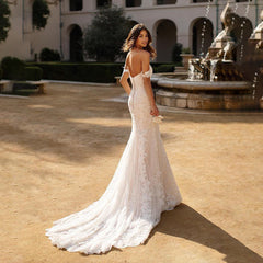 Kleid, um zu beeindrucken, göttliches Wesen, Hochzeitskleid, Sommer 2025, neues schulterfreies Hochzeitskleid, großer Rock, wasserlösliches Spitzen-Nachzieh-Hochzeitskleid