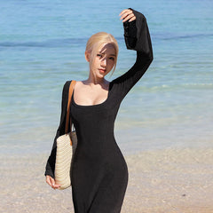 leapord halloween outfit Cf246 Autumn 2025 Sheath Dress Fashionable Elegant Slim Flared Sleeve Sheath Dress for Women