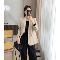 Business-Outfit für Damen Th Home Leichter Luxus! Dreidimensional geschnittene Wollmischung Slim Fit Schlankmachender Anzug mit einem Knopf Jacke Rock Anzug Damen