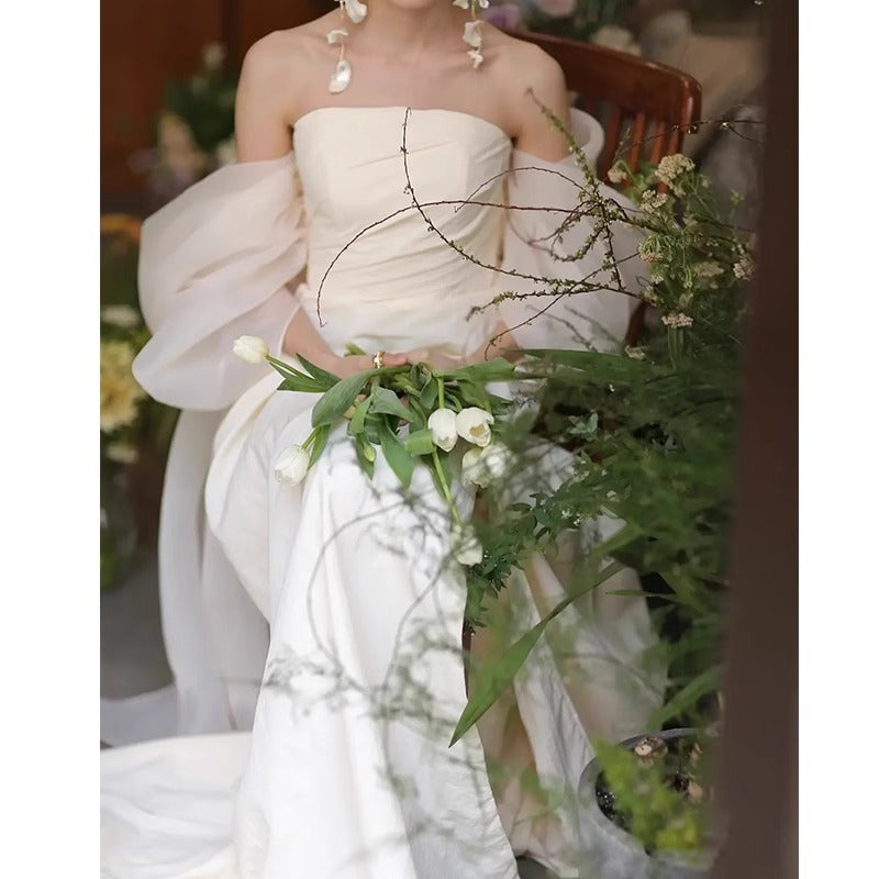 Cybergoth-Kleid zum Beeindrucken Morgenkleid Braut Leichtes Hochzeitskleid 2025 Neues Tube-Top Hochwertiges Verlobungskleid Hochzeitsfee Temperament Abendkleid für Frauen