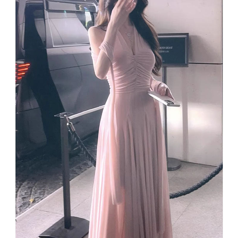 Outfit Es ist ein Feenkleid, Rosa 4 M Netzkleid mit geringer Sättigung, schlankmachendes Temperamentbandkleid für Frauen, Sommer 2025