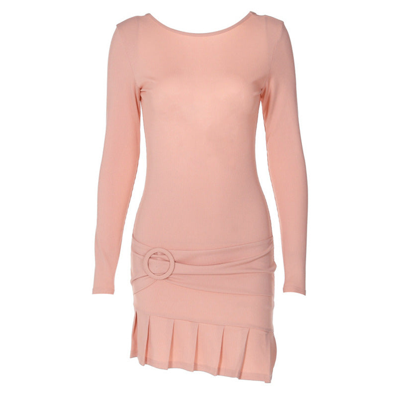 Android vs Cyberborg Kleid zum Beeindrucken, gestrickt, Stretch, sexy Rundhalsausschnitt, schmales, gefaltetes Langarmkleid, weiblich, Pg2584