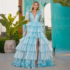 dress to impress codes Rose Red Cake Dress 2025 Summer Evening Party Sexy Deep V Lace-up Vest Large Swing Dress Long Dress for Women