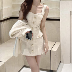 discover style ideas Autumn and Winter Heavy Industry Woven Frayed Gold Buckle Dress Short Coat for Women New