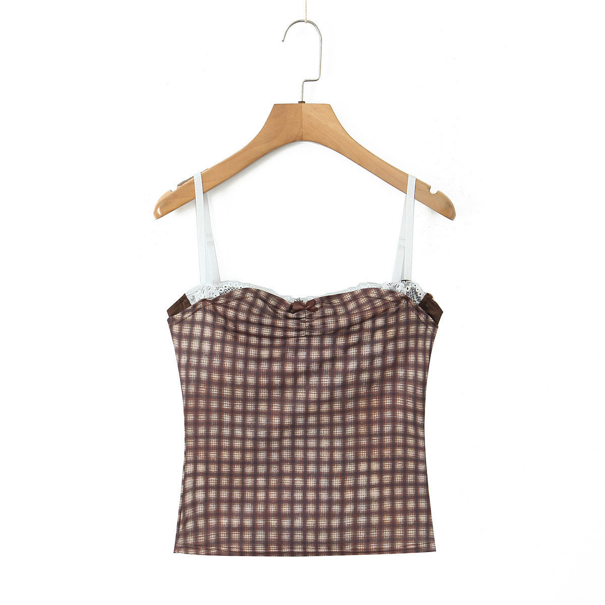 schwarzes Pulloverkleid-Outfit Hot Girl Suit Damen 2025 Herbst Vintage Plaid Lace Stitching Kleines Camisole + Etuirock mit niedriger Taille
