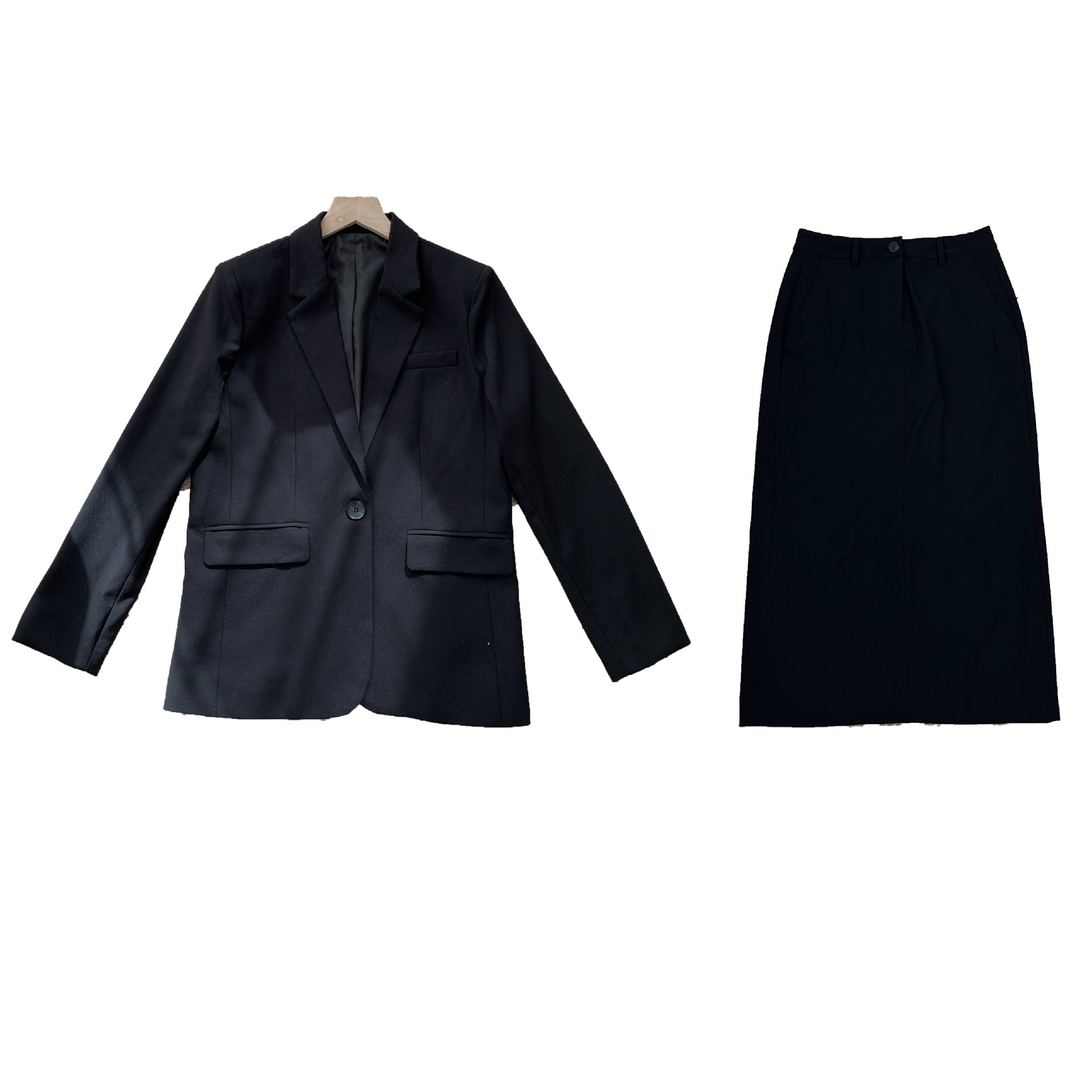 Business-Outfit für Damen Th Home Leichter Luxus! Dreidimensional geschnittene Wollmischung Slim Fit Schlankmachender Anzug mit einem Knopf Jacke Rock Anzug Damen