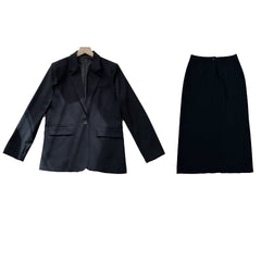 Business-Outfit für Damen Th Home Leichter Luxus! Dreidimensional geschnittene Wollmischung Slim Fit Schlankmachender Anzug mit einem Knopf Jacke Rock Anzug Damen