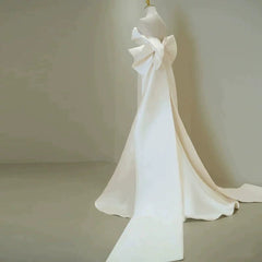 dress to impress divine being Tube Top Satin Light Wedding Dress Bridal Main Yarn Simple High-Grade French Style Outdoor Yarn Fishtail Temperament Welcome Dress for Women