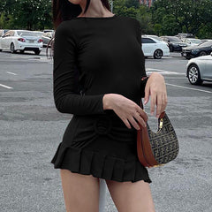 Android vs Cyberborg Kleid zum Beeindrucken, gestrickt, Stretch, sexy Rundhalsausschnitt, schmales, gefaltetes Langarmkleid, weiblich, Pg2584
