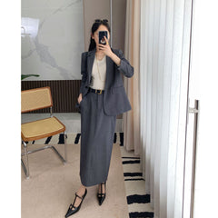 Business-Outfit für Damen Th Home Leichter Luxus! Dreidimensional geschnittene Wollmischung Slim Fit Schlankmachender Anzug mit einem Knopf Jacke Rock Anzug Damen