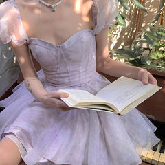 aquatic dress to impress Golden Fishbone Sling Dress Women's Summer Dopamine Wear Tube Top Tie-Dyed Puff Sleeve Princess Pettiskirt